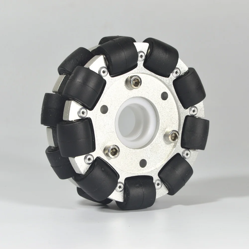 Robot Wheel - ล้ออะลูมิเนียมแบบหมุนได้รอบทิศทาง ขนาด 4 นิ้ว/100 มม. สำหรับชิ้นส่วนรถยนต์หุ่นยนต์