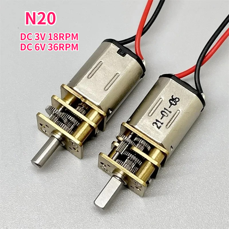 Dc Motor - มอเตอร์เกียร์โลหะขนาดเล็ก N20 DC 3V 18rpm 6V