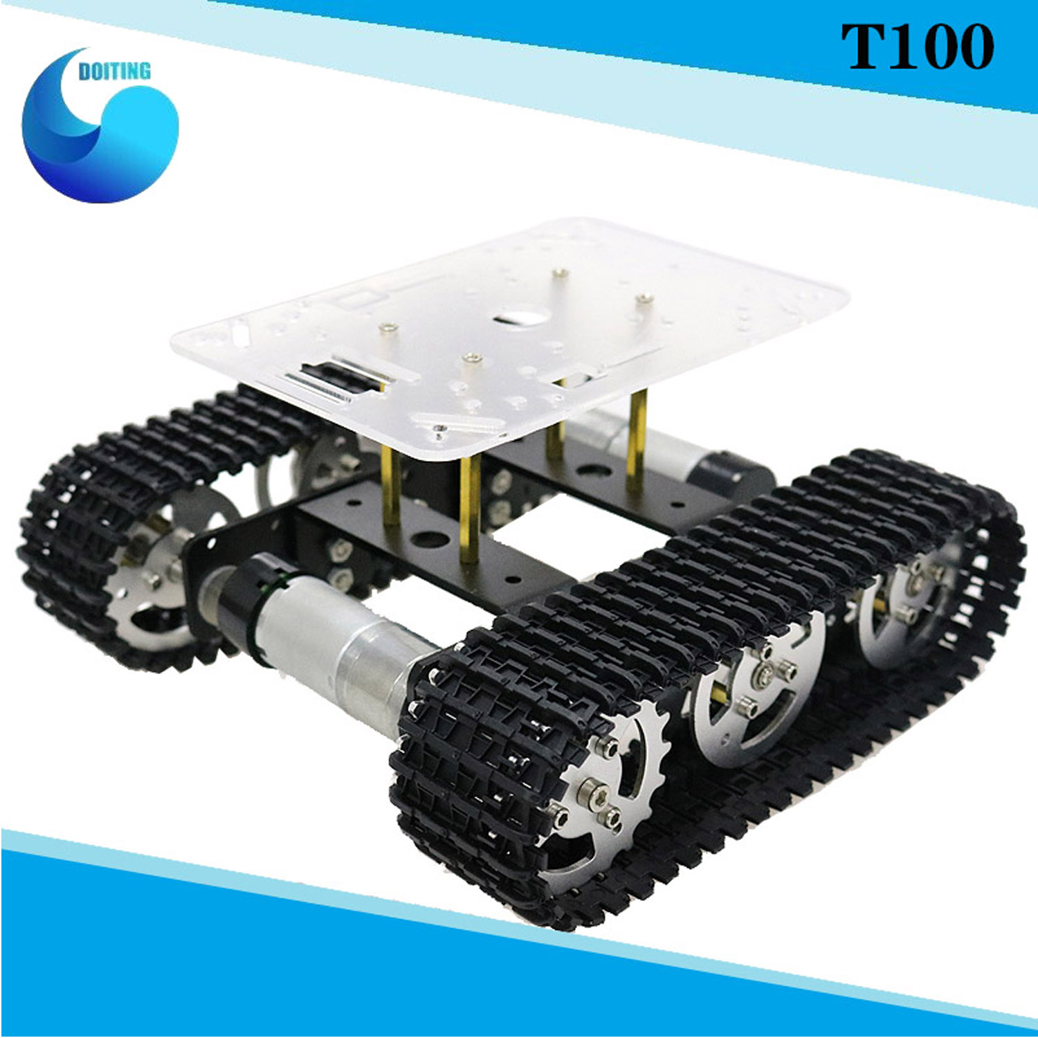 Tracked Robot Chassis - RC หุ่นยนต์โลหะถังรถแชสซี mini T100 Crawler Caterpillar
