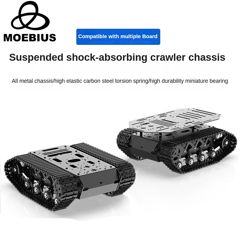 Tracked Robot Chassis - แชสซีถังดูดซับแรงกระแทกโลหะน้ำหนักบรรทุก10กก. พร้อมระบบกันสะเทือนหุ่นยนต์เข้ารหัสมอเตอร์อัจฉริยะสำหรับ Arduino